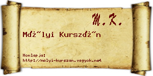 Mályi Kurszán névjegykártya